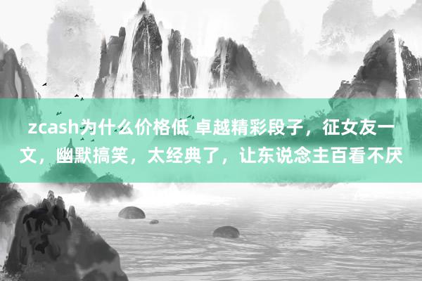 zcash为什么价格低 卓越精彩段子，征女友一文，幽默搞笑，太经典了，让东说念主百看不厌